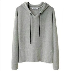 Alexander Wang Hooded Chunky Knit Poncho Grey